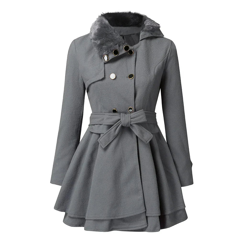 MARINE™ TRENCH COAT CHIC AVEC FOURRURE VEGAN