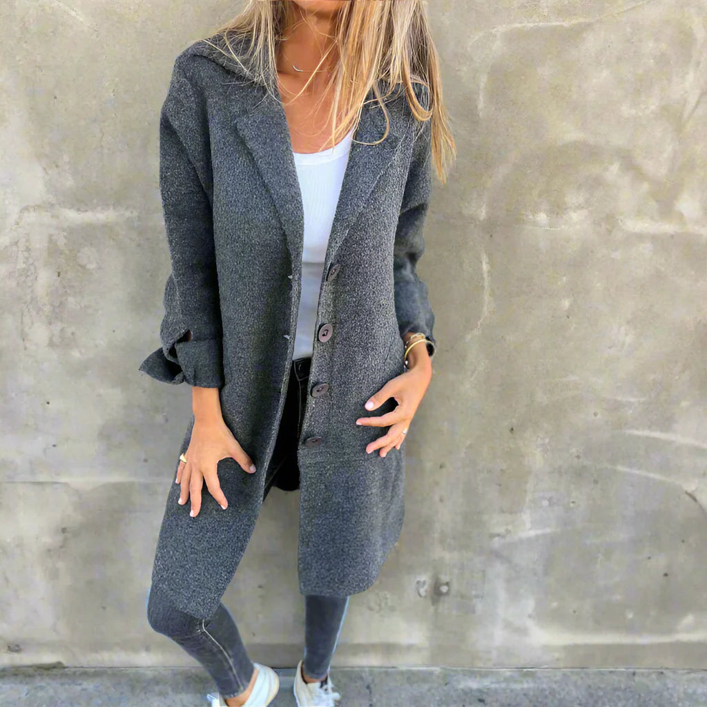 MARIE™ MANTEAU LONG CASUAL À COL RELEVÉ