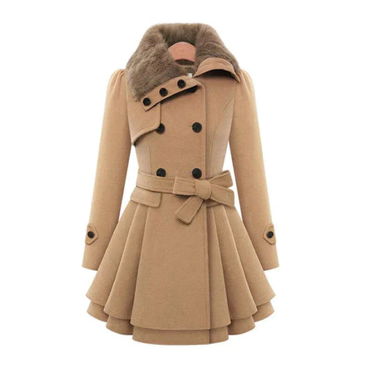 MARINE™ TRENCH COAT CHIC AVEC FOURRURE VEGAN